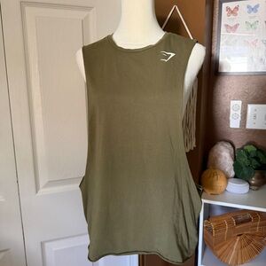 Gymshark Olive Green Sleeveless Hand Cut Muscle Tank / Size L